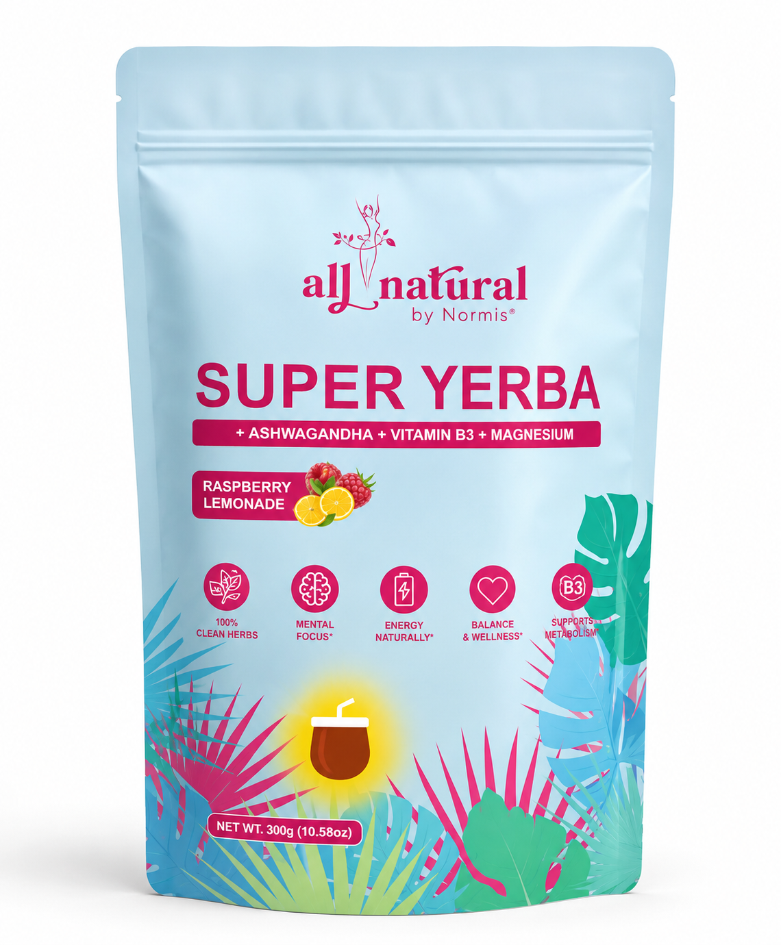 Super Yerba Raspberry Lemonade | Yerba Mate Energy Drink Mix with Adaptogens