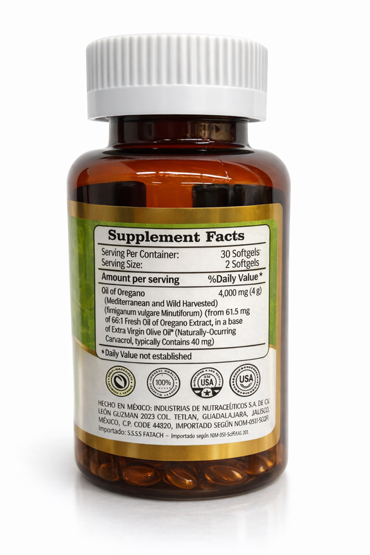 Cápsulas de Aceite de Orégano 200 Caps | Oregano Capsules – Digestive Wellness Support