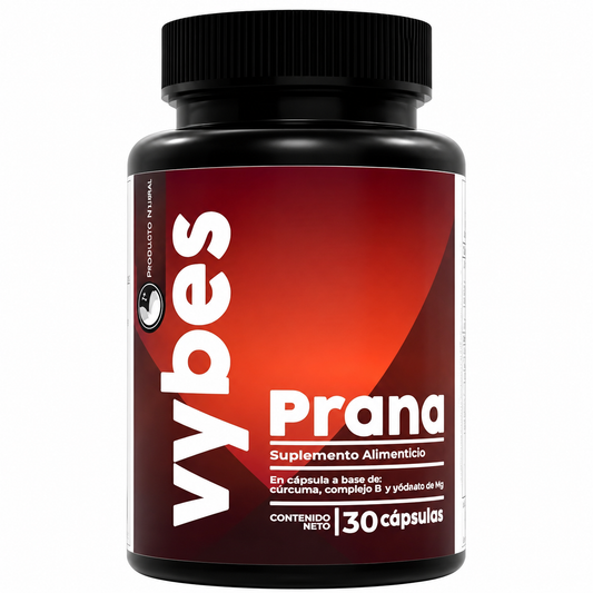 Prana Vybes 30 Cápsulas | Cúrcuma, Complejo B y Vitamina D