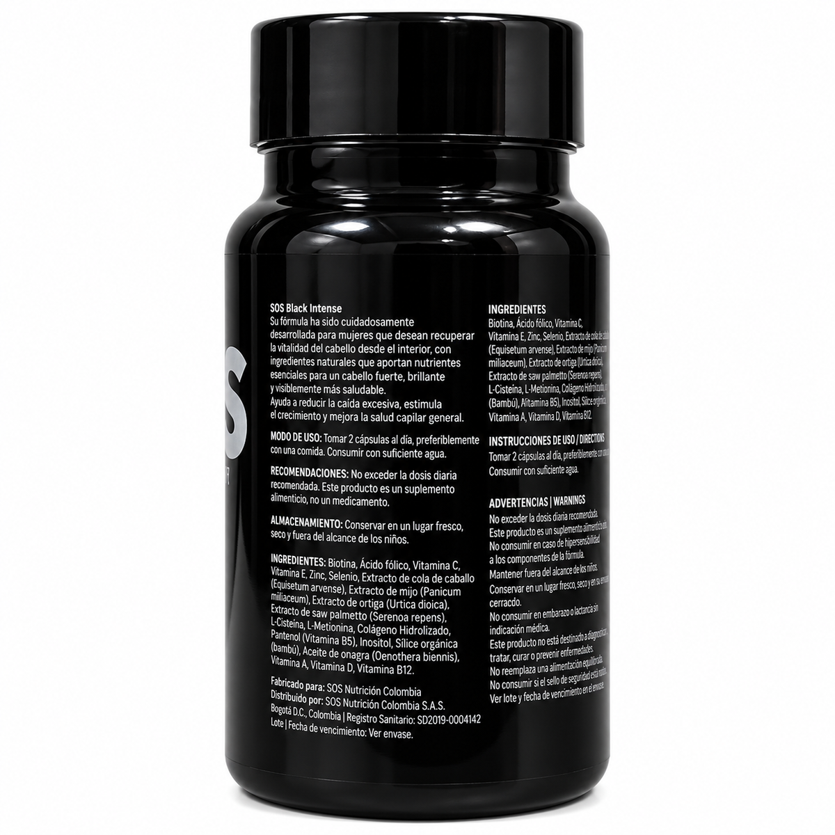 Esbelta SOS Black Intense – Hair Wellness Supplement with Biotin & Collagen, 30 Capsules