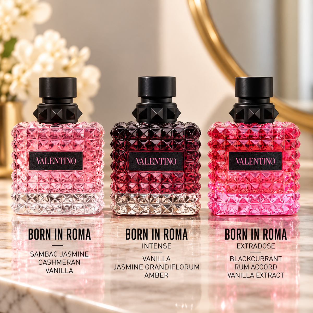 Valentino Donna Born in Roma Eau de Parfum for Women – Floral Amber Vanilla Perfume 1.7 oz / 50 ml parfum spry