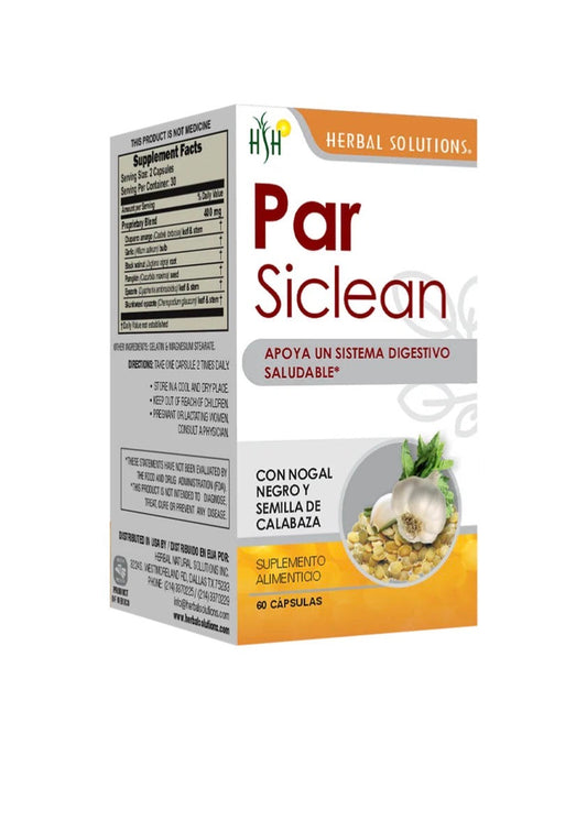 Par Siclean – Digestive Support Cleanse (60 Capsules)  With Black Walnut, Pumpkin Seed, Garlic & Herbal Extracts