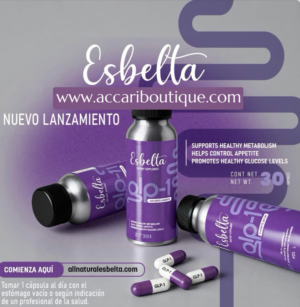 Esbelta GLP-1 Herbal Supplement | Metabolic Wellness & Daily Balance Support
Esbelta GLP-1 Suplemento Herbal | Bienestar Metabólico y Balance Diario