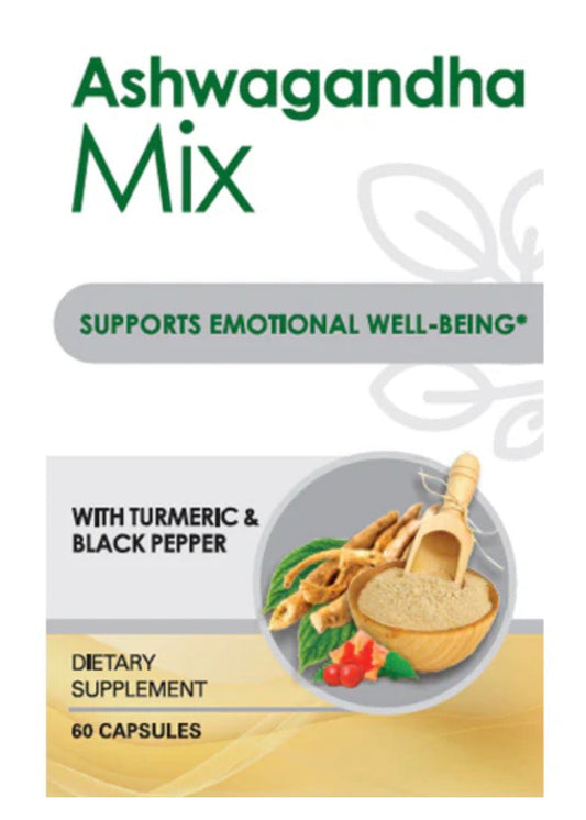 Ashwagandha Mix Herbal Supplement | Stress Balance & Daily Wellness Support with Turmeric & Black Pepper | 60 Capsules
Mezcla Herbal de Ashwagandha | Equilibrio del Estrés y Bienestar Diario con Cúrcuma y Pimienta Negra | 60 Cápsulas