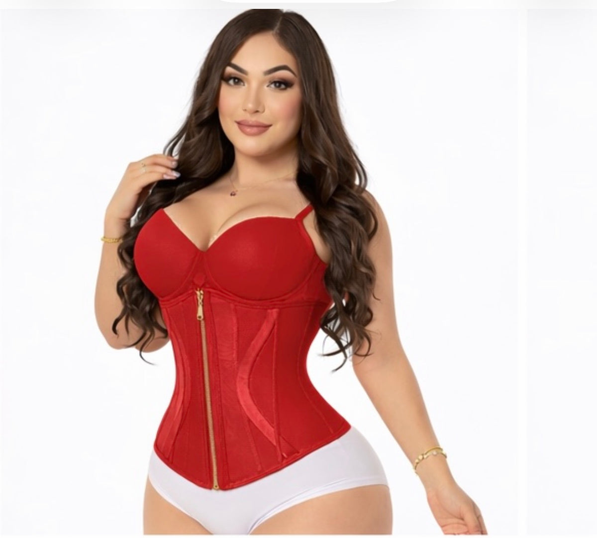 1044 Deluxe Colombian Waist Trainer-Red