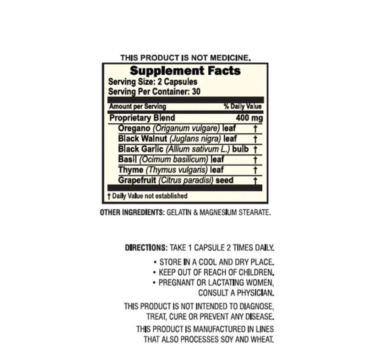 Fungal Herbal Herbal Digestive & Immune Support Capsules with Oregano, Black Walnut & Black Garlic | Hongos Cápsulas Herbales para el Bienestar Digestivo