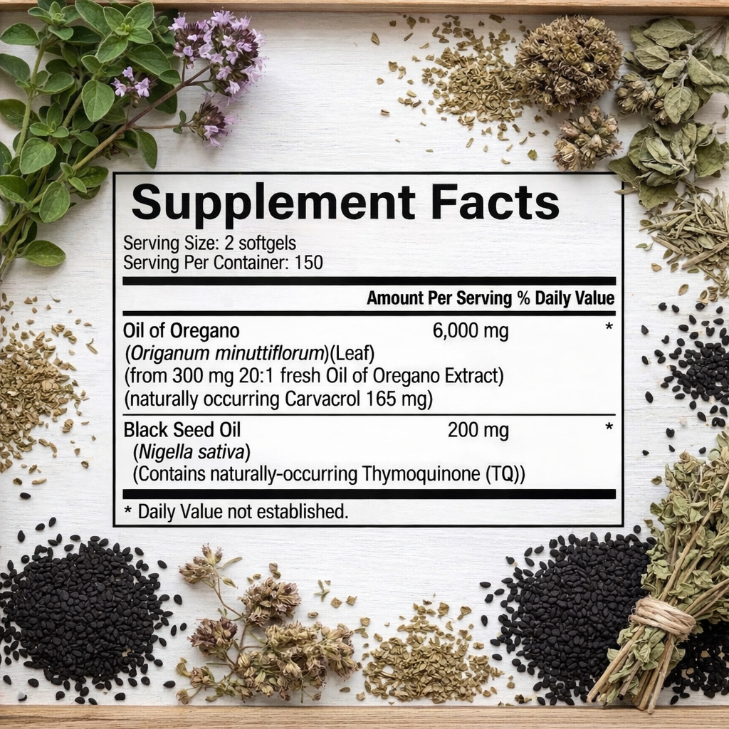 Aceite de Orégano con Black Seed Oil | Immune & Digestive Support