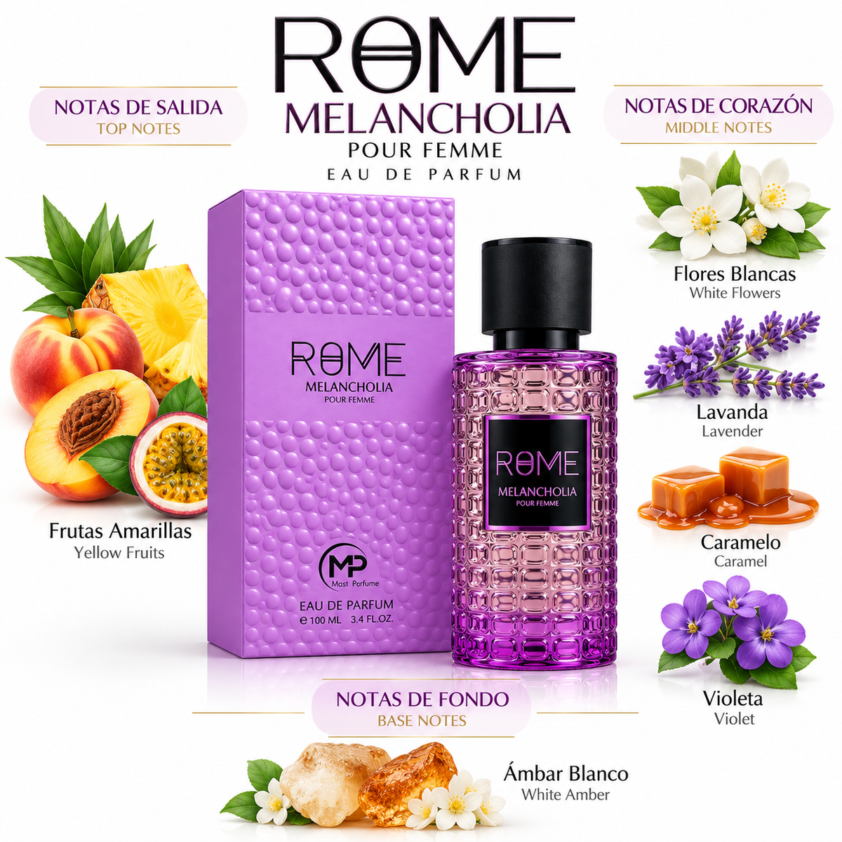 Rome Melancholia Pour Femme by MP Mast Perfume – Women's Eau de Parfum 100ml (3.4 oz)