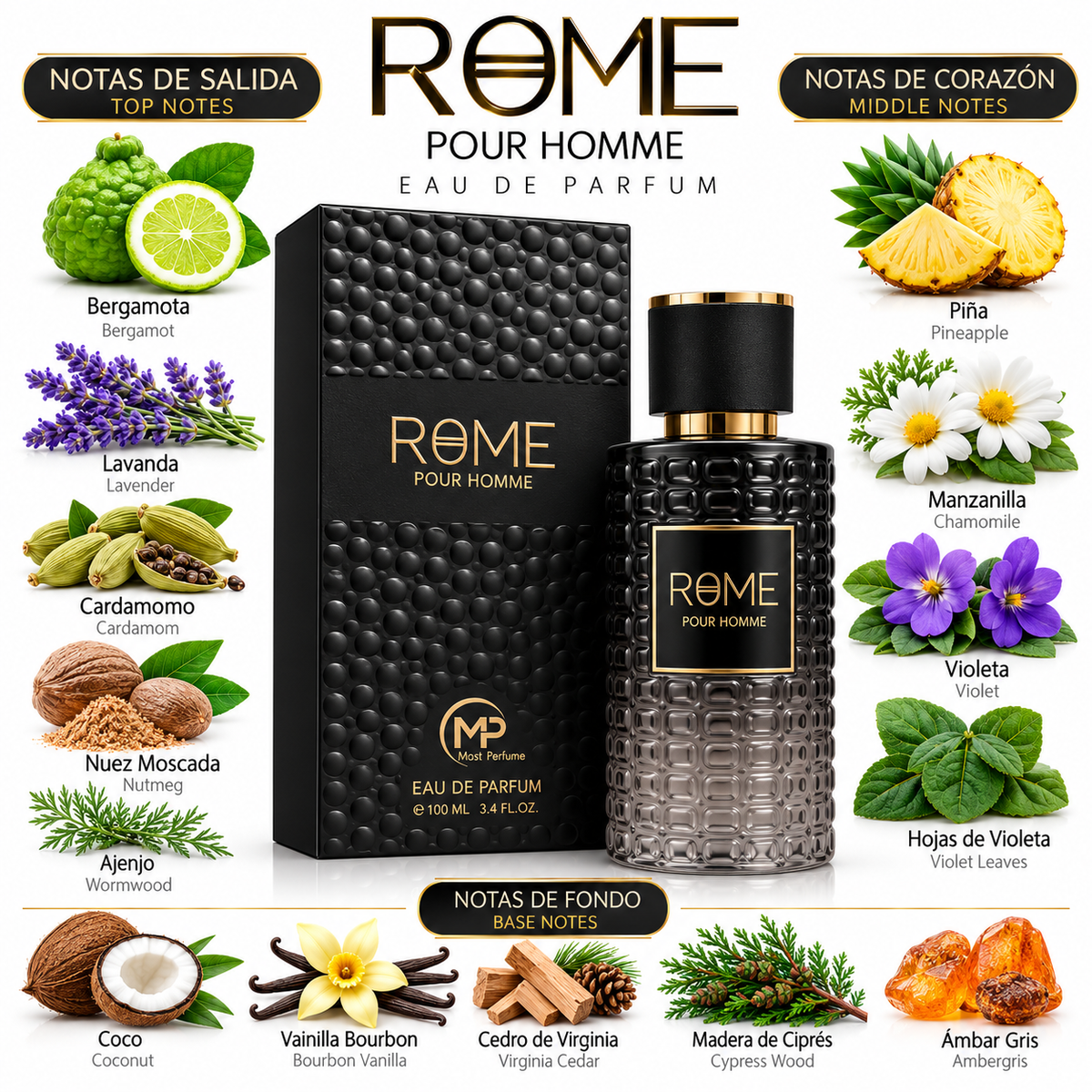 Rome Pour Homme by MP Mast Perfume – Men's Eau de Parfum 100ml (3.4 oz)