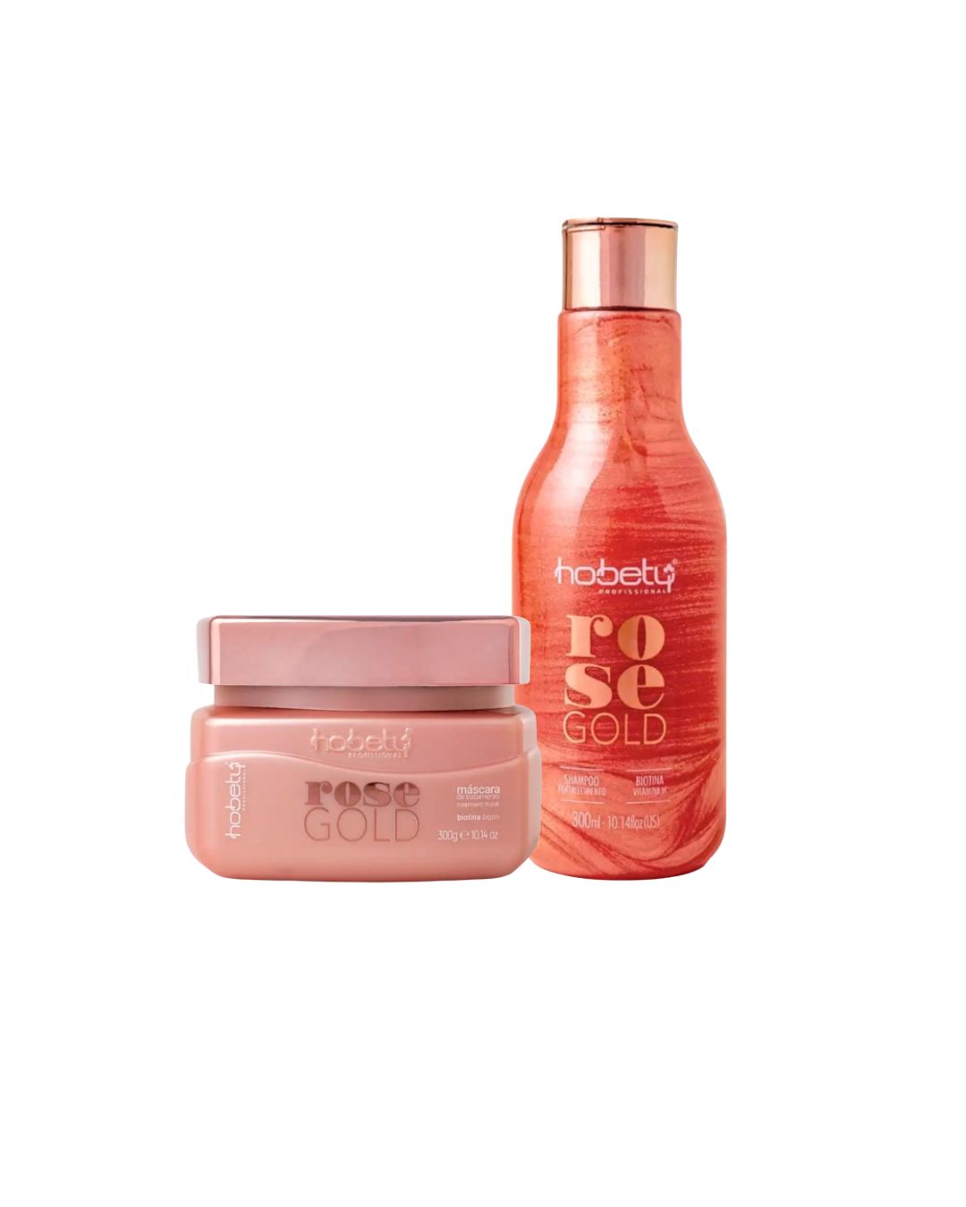 Hobety Rose Gold Strengthening & Growth Treatment Set For Brittle, Fragile Hair